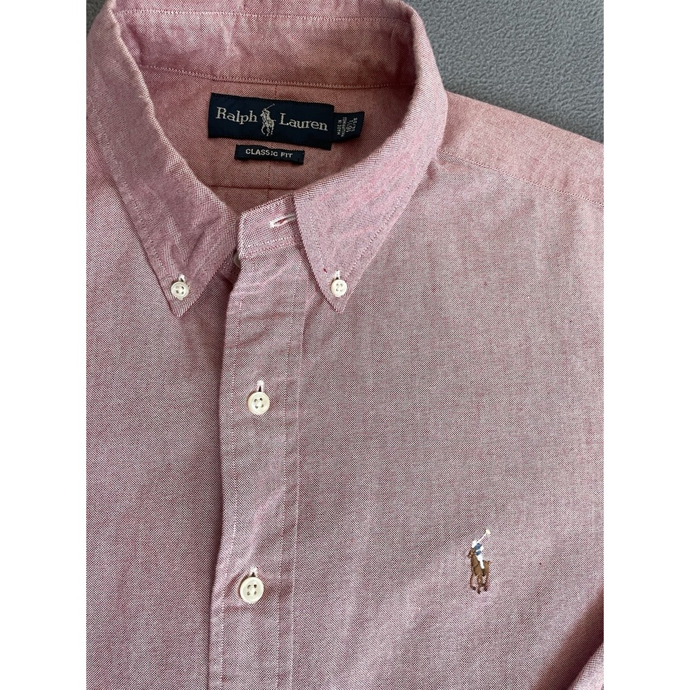Ralph Lauren Mens 16.5-34/35 Classic Fit Button Down Flesh Pony